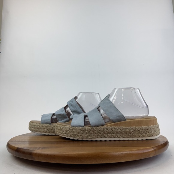 Womens Dr Scholls Electric Blue Canvas Espardille Platfrom Wedge Sandals Size 11 - Picture 2 of 8